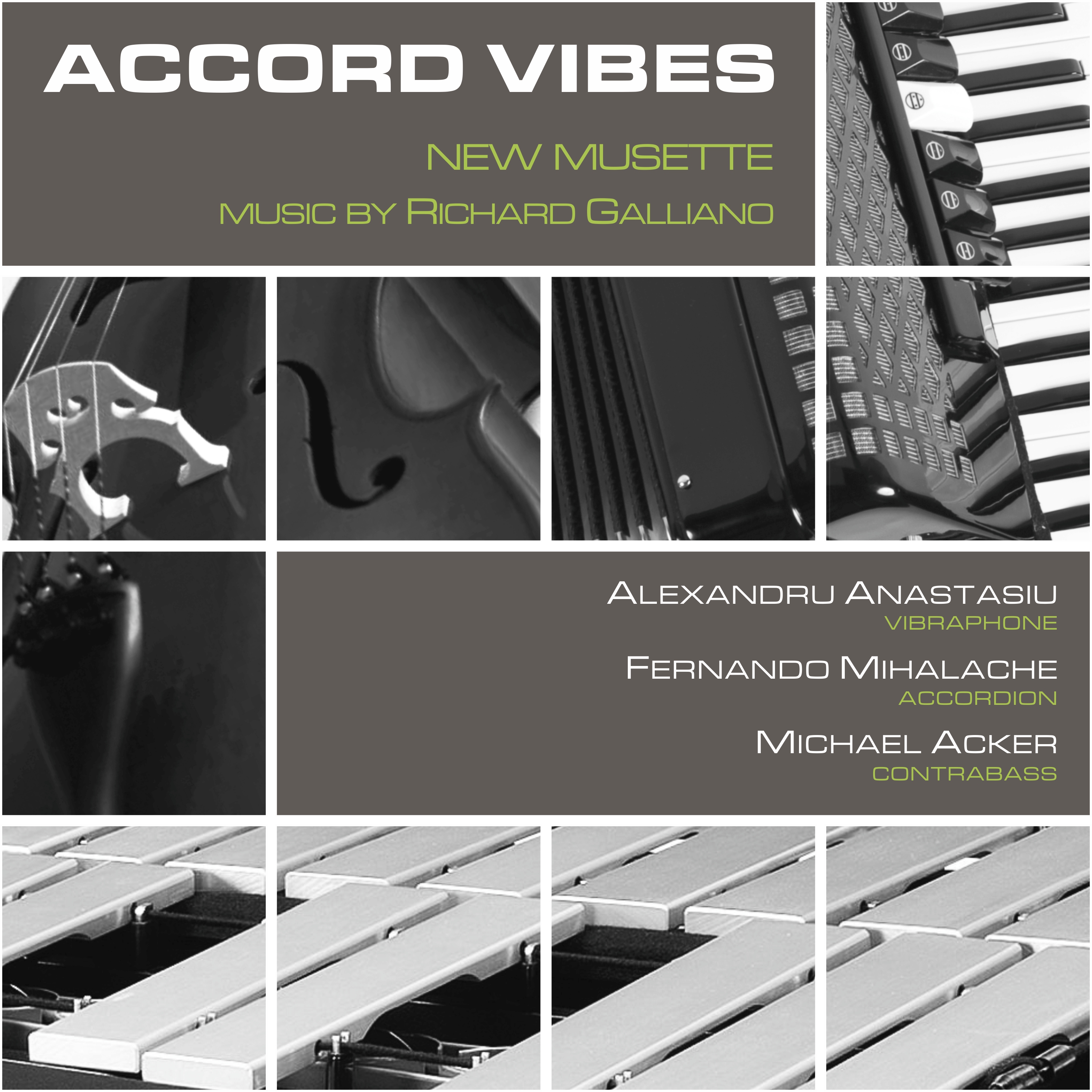 Coperta albumului &bdquo;New Musette&rdquo; al proiectului Accord Vibes (muzică de Richard Galliano)